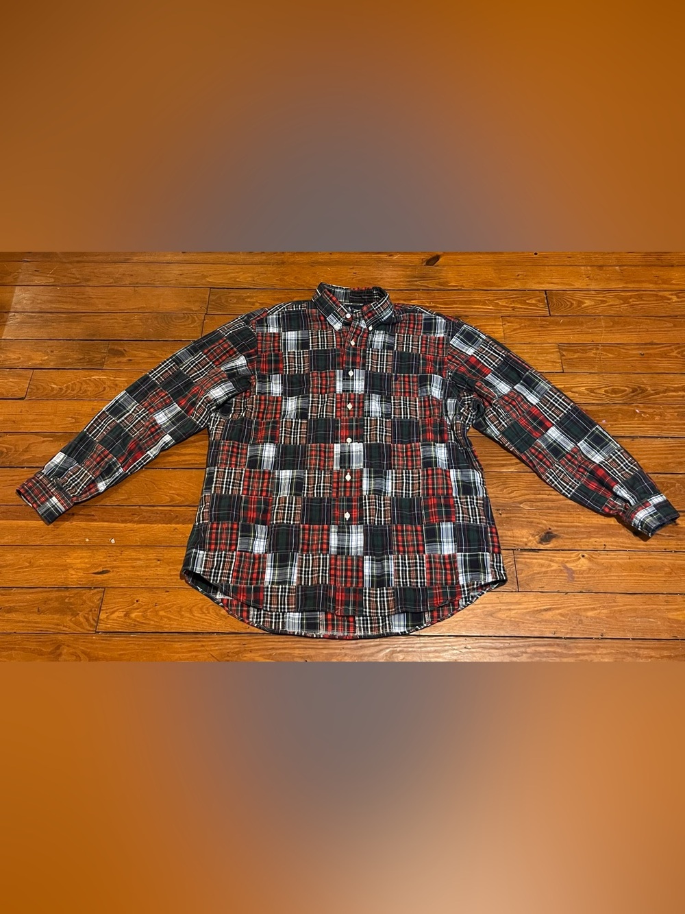 Vintage 90s Y2K Ralph Lauren Patchwork Madras Plaid Button Up Shirt XL